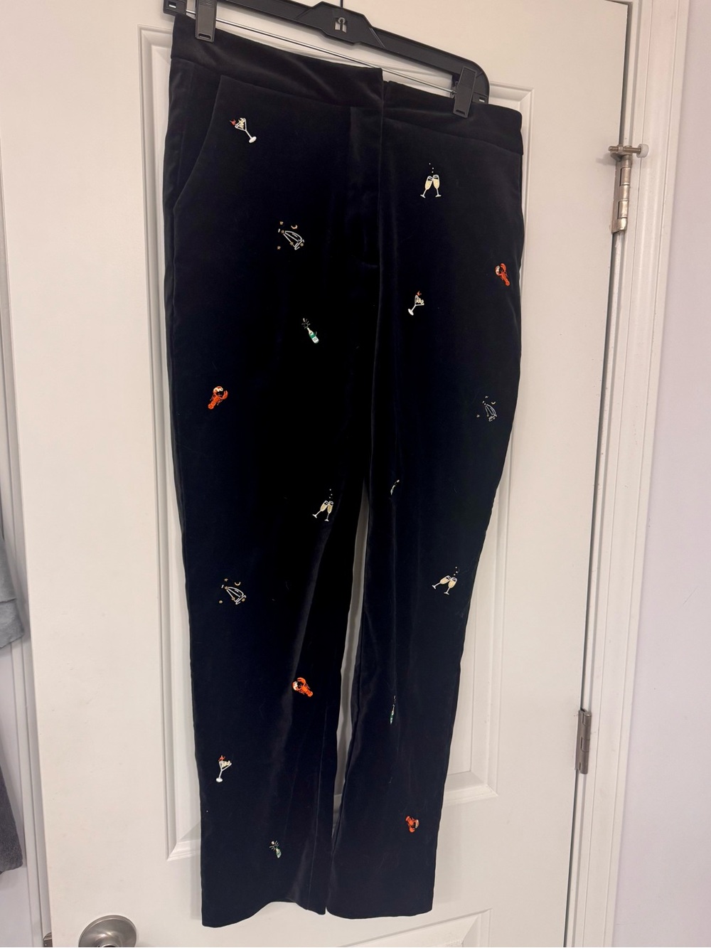 Black Velvet Embroidered Pants